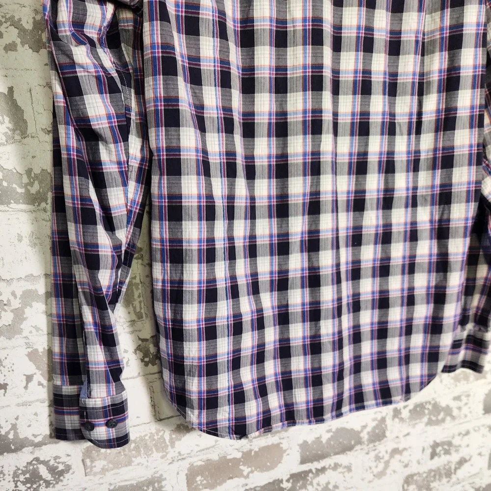 Banana Republic Slim Fit Plaid Long Sleeve Button Down Shirt Men's Medium Purple